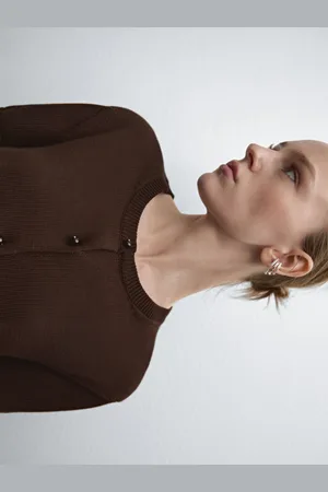 Massimo Dutti Cardigan De Malha Com Pormenor De Botões