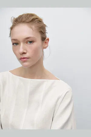 Massimo Dutti Vestido Midi Com Costuras 100% Linho