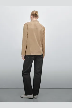 Massimo Dutti Blazer Fluido Em Pele Camurça