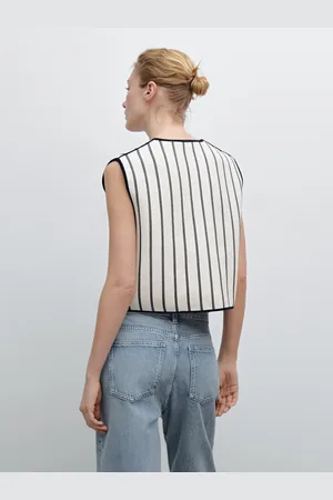 Massimo Dutti Colete De Malha Às Riscas Com Laços