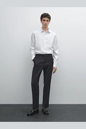 Massimo Dutti Camisa Oxford Slim Fit Organic Em Algodão