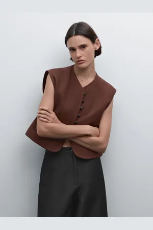 Massimo Dutti Colete Com Pormenor De Botões Em Mistura De Linho