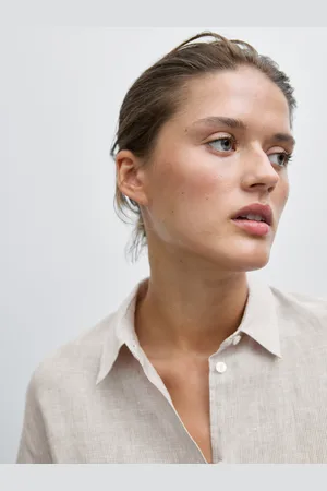 Massimo Dutti Camisa Fluida Com Riscas Finas Em Linho