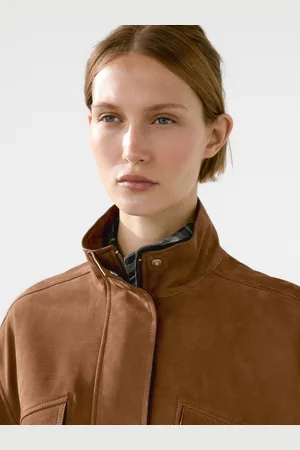 Massimo Dutti Blusão Bomber De Pele Nobuck E Camurça