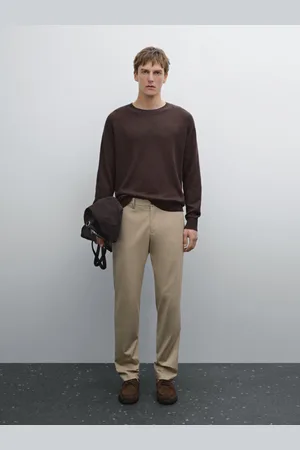 Massimo Dutti Calças Slim Fit Em Mistura De Algodão