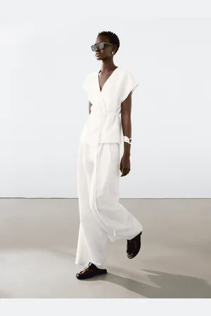 Massimo Dutti Calças Palazzo Fluidas Com Pregas