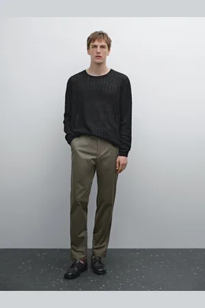 Massimo Dutti Calças Slim Fit Em Mistura De Algodão