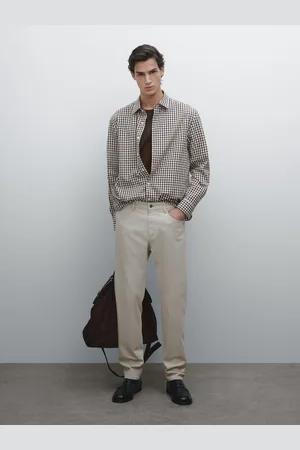 Massimo Dutti Calças Cinco Bolsos Slim Fit Em Mistura De Algodão
