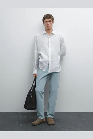 Massimo Dutti Calças De Cinco Bolsos Slim Fit Em Algodão