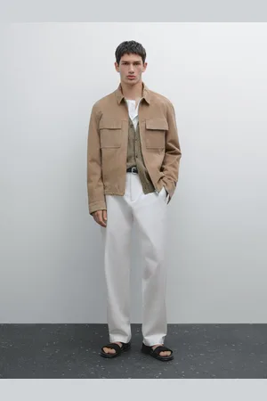 Massimo Dutti Calças Straight Fit Algodão