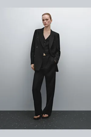 Massimo Dutti Calças Com Um Corte Limpo Em Mistura De Linho