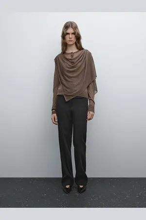 Massimo Dutti Casaco De Malha Com Detalhe De Écharpe Em Mistura De Linho