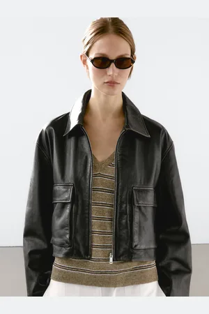 Massimo Dutti Blusão Desgastado Em Pele Napa