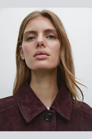 Massimo Dutti Casaco Curto De Pele Camurça