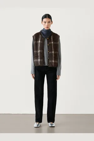 Massimo Dutti Colete De Malha Aos Quadrados Com Fazenda