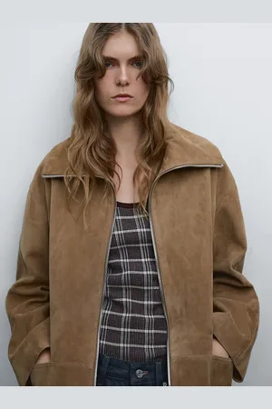 Massimo Dutti Casaco Médio De Pele Camurça