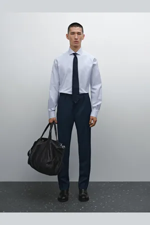 Massimo Dutti Camisa De Microestrutura Slim Fit De Algodão