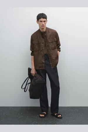 Massimo Dutti Camisa Larga Com Gola De Tira 100% Linho