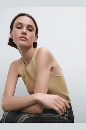 Massimo Dutti Top Semitransparente Com Decote Redondo