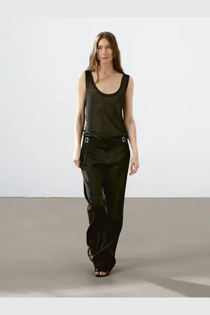 Massimo Dutti Calças Straight Fit Em Mistura De Linho