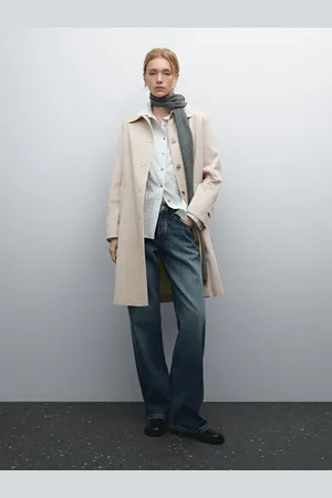 Massimo Dutti Sobretudo Leve Com Botões Em Mistura De Algodão