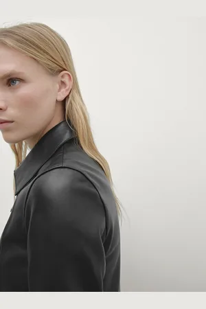Massimo Dutti Blusão Biker Em Pele Napa