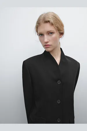 Massimo Dutti Blazer Com Gola De Tira Em Tecido Crepe