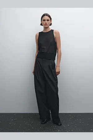 Massimo Dutti Calças Wide Leg Com Algodão