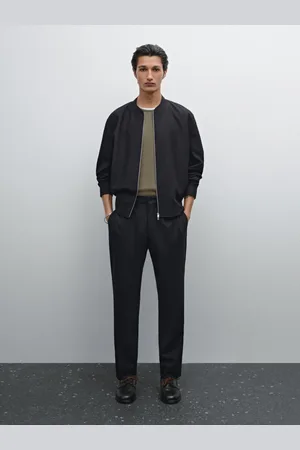 Massimo Dutti Casaco Bomber De Sarja Com Fazenda