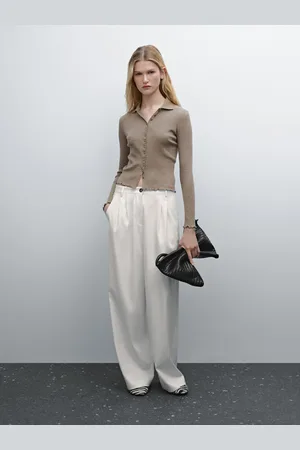 Massimo Dutti Cardigan Com Pormenor De Debruns Ondulados