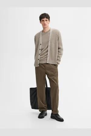 Massimo Dutti Calças De Sarja Straight Fit Com Algodão