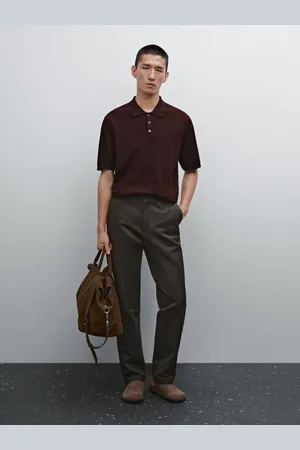 Massimo Dutti Polo De Malha Com Nervuras 100% Algodão