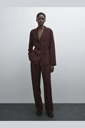 Massimo Dutti Calças Fluidas Com Pinças E Cós Fino