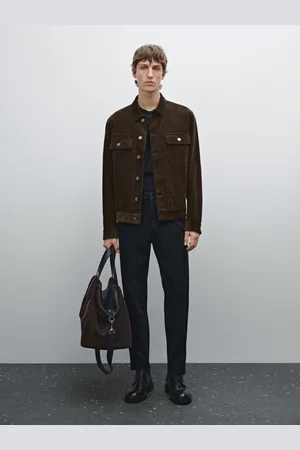 Massimo Dutti Calças Slim Fit Com Estrutura Em Mistura De Algodão