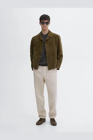 Massimo Dutti Calças Regular Fit 100% Linho