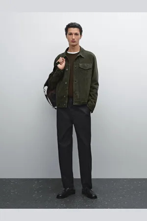 Massimo Dutti Calças Relaxed Cropped Em Mistura De Algodão
