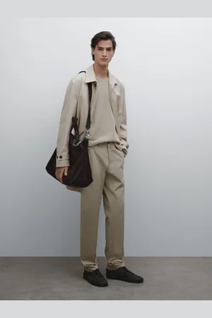 Massimo Dutti Calças Slim Fit Em Mistura De Algodão