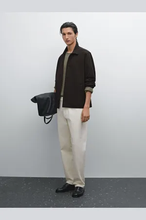 Massimo Dutti Camisa Larga De Sarja Em Mistura De Algodão