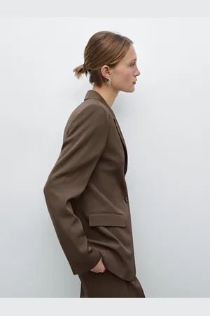 Massimo Dutti Blazer Justo Em Mistura De Fazenda
