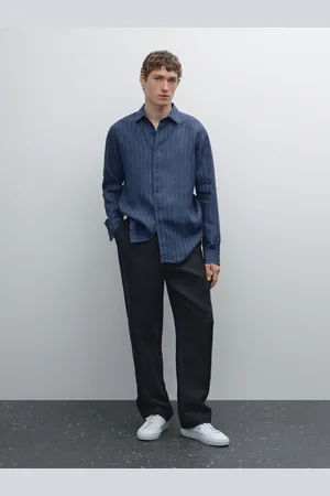 Massimo Dutti Camisa Às Riscas Slim Fit 100% Linho