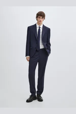 Massimo Dutti Blazer De Fato Às Riscas 100% Fazenda