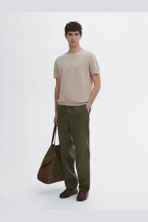 Massimo Dutti Calças Regular Fit 100% Linho