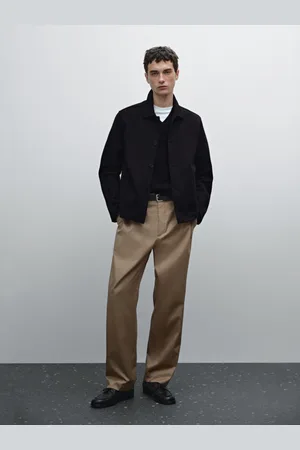 Massimo Dutti Camisa Larga De Sarja Em Mistura De Algodão