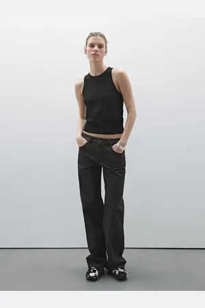 Massimo Dutti Top Semitransparente Com Decote Redondo