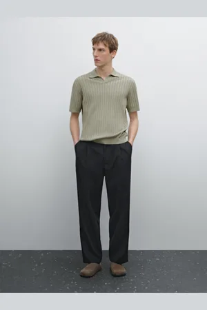 Massimo Dutti Camisola De Malha Canelada Com Gola De Polo