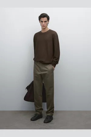 Massimo Dutti Calças Tapered Fit Com Algodão