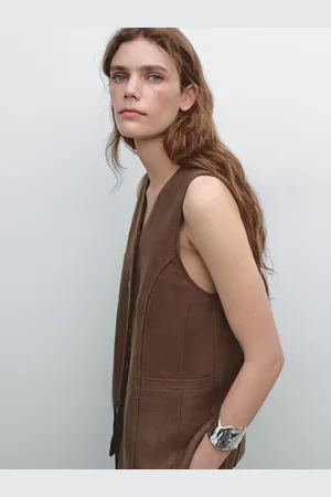 Massimo Dutti Colete Comprido Com Pormenor De Tecido De Linho