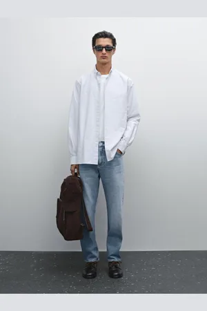 Massimo Dutti Camisa Oxford Às Riscas 100% Algodão