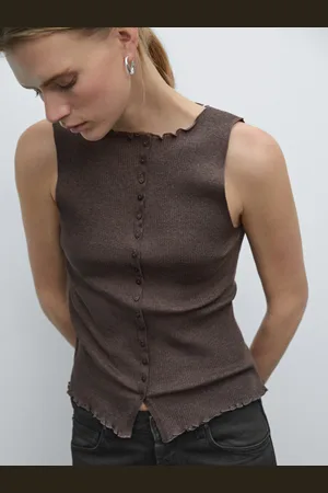 Massimo Dutti Top Colete De Malha Com Tira Abotoada
