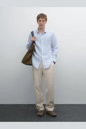 Massimo Dutti Camisa Às Riscas 100% Linho Slim Fit
